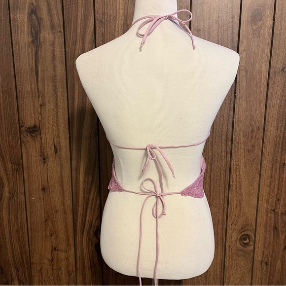 Vintage Rue Twentyone Options Purple Beaded Butterfly Y2K Halter Padded Top Sz M - Picture 3 of 7